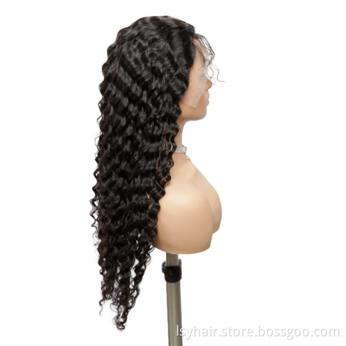 Transparent Thin Fim 13x4 Hd Fine Swiss  Pre Plucked Brazilian Deep curl  Lace Frontal Human Hair Wigs